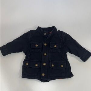 BabyGap navy knit field style coat with brass buttons 0-6 months